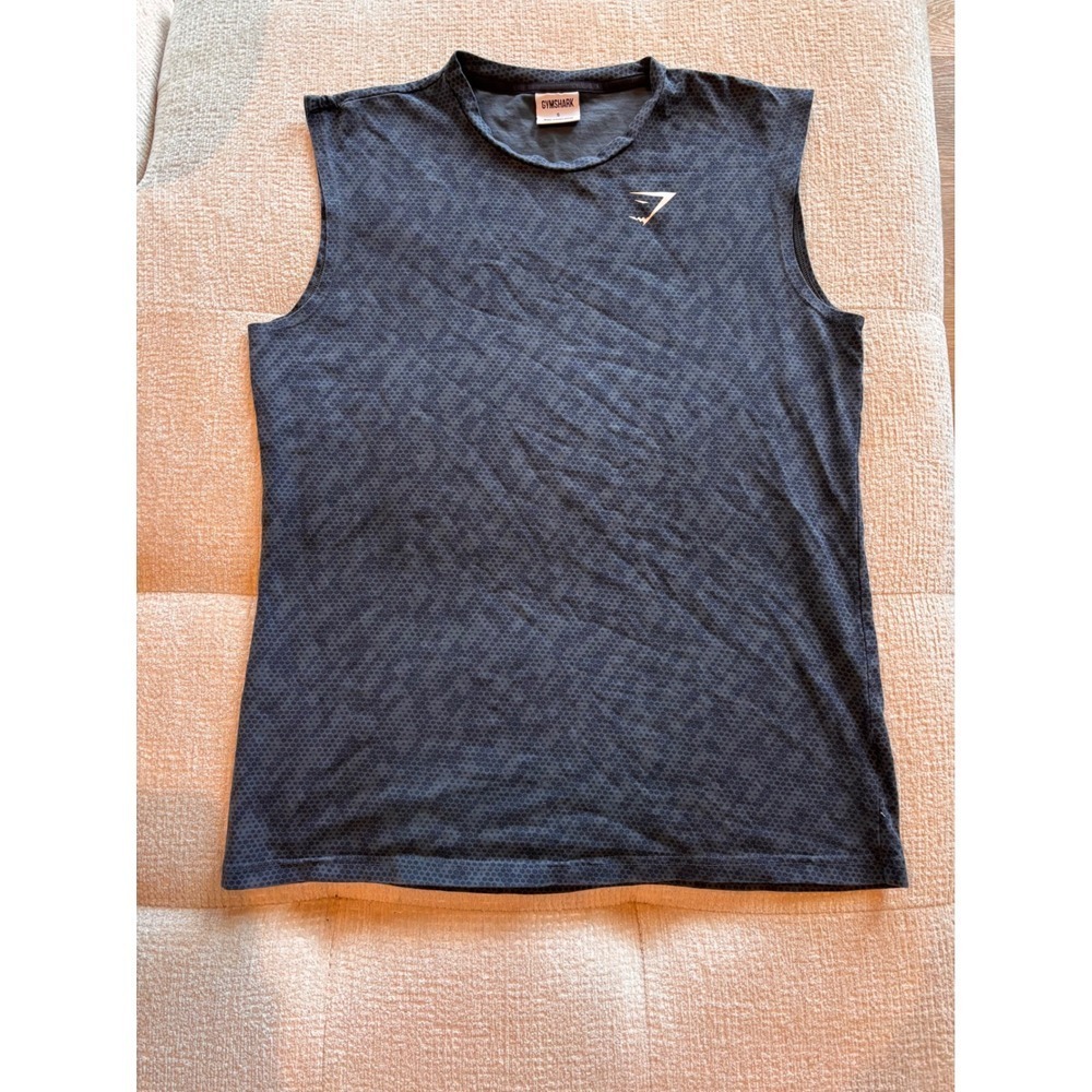 Gymshark Sleeveless Training Shirt Men's Black Geometric Pattern Athletic Top- S